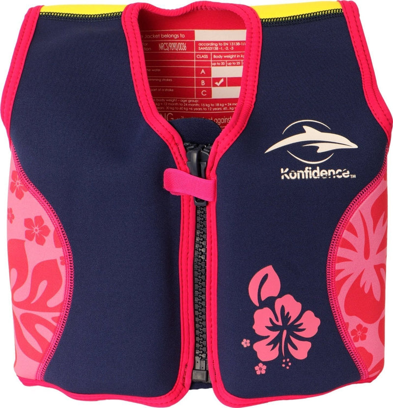 [AUSTRALIA] - Konfidence The Original Jacket - Buoyancy Swim Vest Pink Hibiscus 1.5 - 3 Years 
