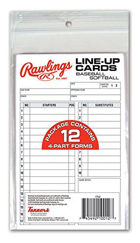 Rawlings System-17 Baseball & Softball Line-Up Cards One Size - BeesActive Australia