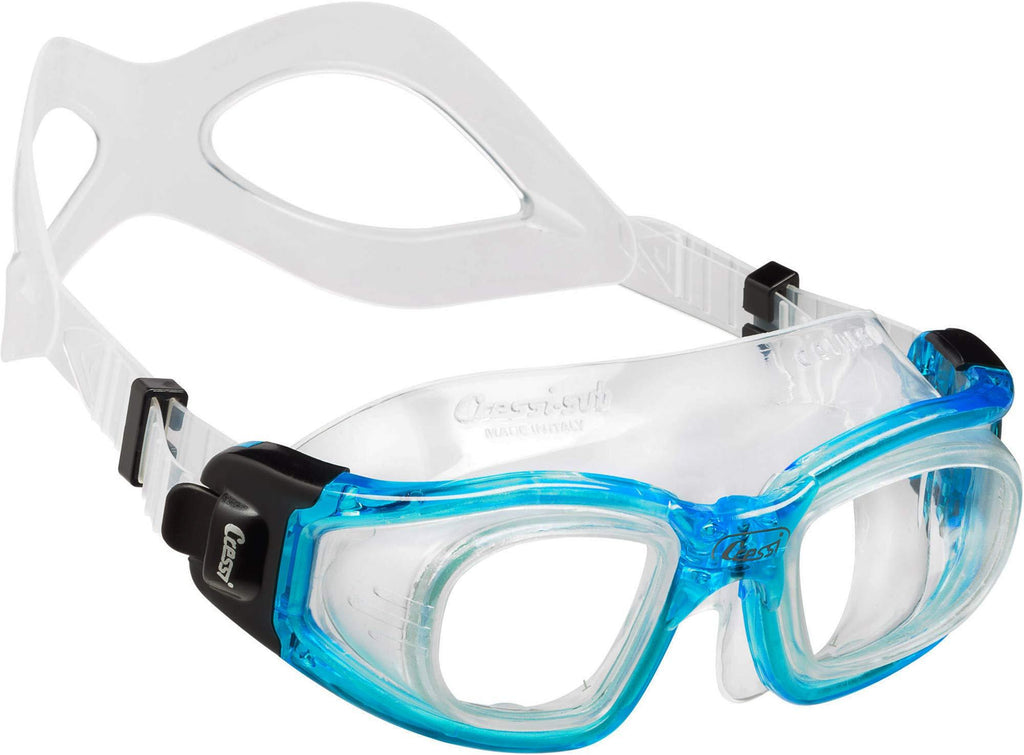 [AUSTRALIA] - Cressi Adult Swim Goggles with Tempered Glass Lens with Anti-UV Treatment | Galileo: Made in Italy Clear/Aquamarine 