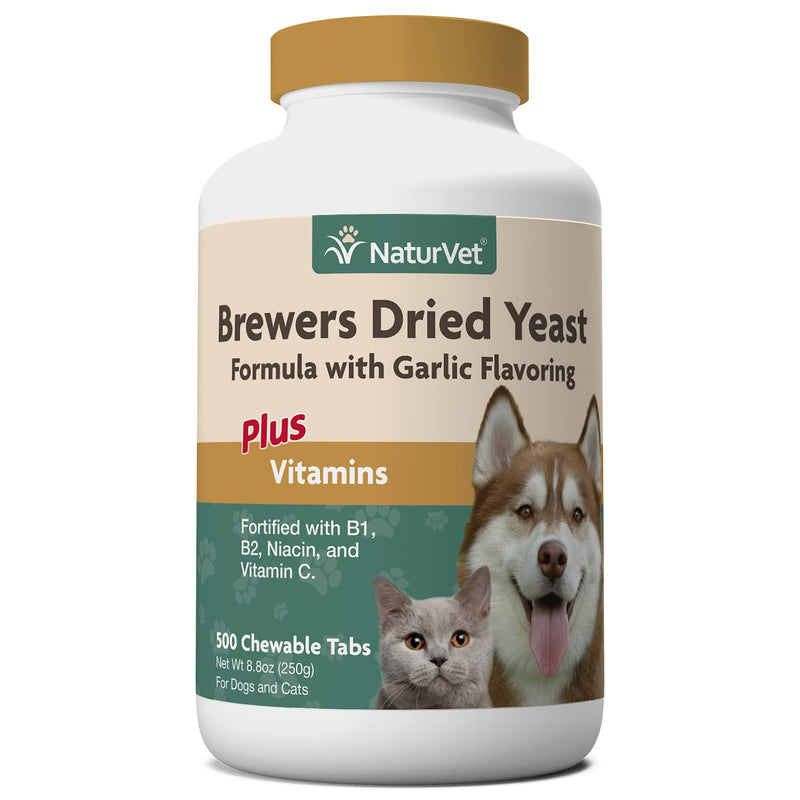NaturVet – Brewer’s Dried Yeast Formula with Garlic Flavoring – Plus Vitamins – Supports Healthy Skin & Glossy Coat –Fortified with B-1, B-2, Niacin & Vitamin C –for Dogs & Cats 500 Tablets - BeesActive Australia