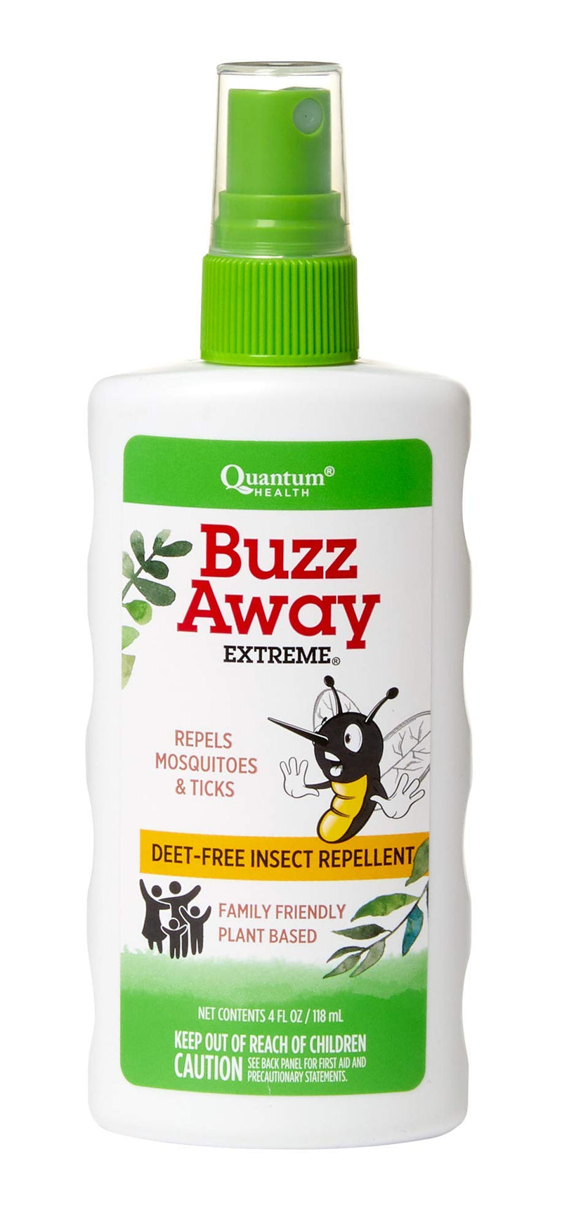 Quantum Health Buzz Away Extreme - DEET-free Insect Repellent, Essential Oil Bug Spray - Small Children and Up, Travel Friendly, 4 Fl Oz - BeesActive Australia