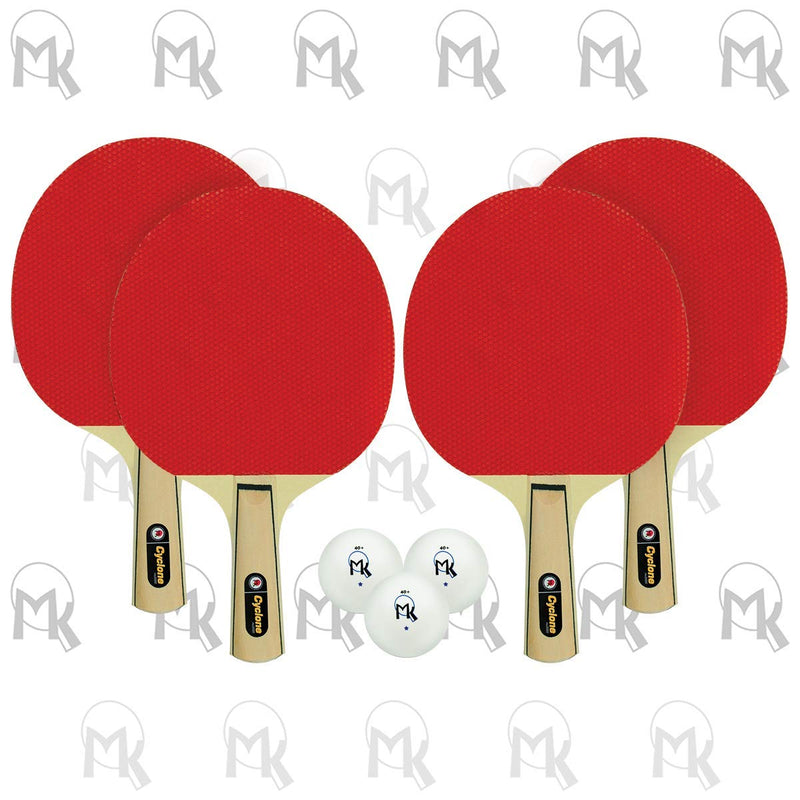 Martin Kilpatrick Cyclone Shakehand Table Tennis 4-Player Set Series | Offers Limited Speed and Spin with Great Control | Recommended for Beginning Level Players - BeesActive Australia