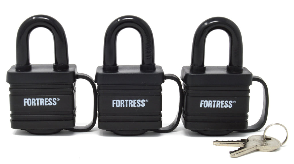 Master Lock 1804TRI Fortress Series Covered Laminated Weatherproof Padlocks, 1-9/16-Inch, Pack of 3 - BeesActive Australia