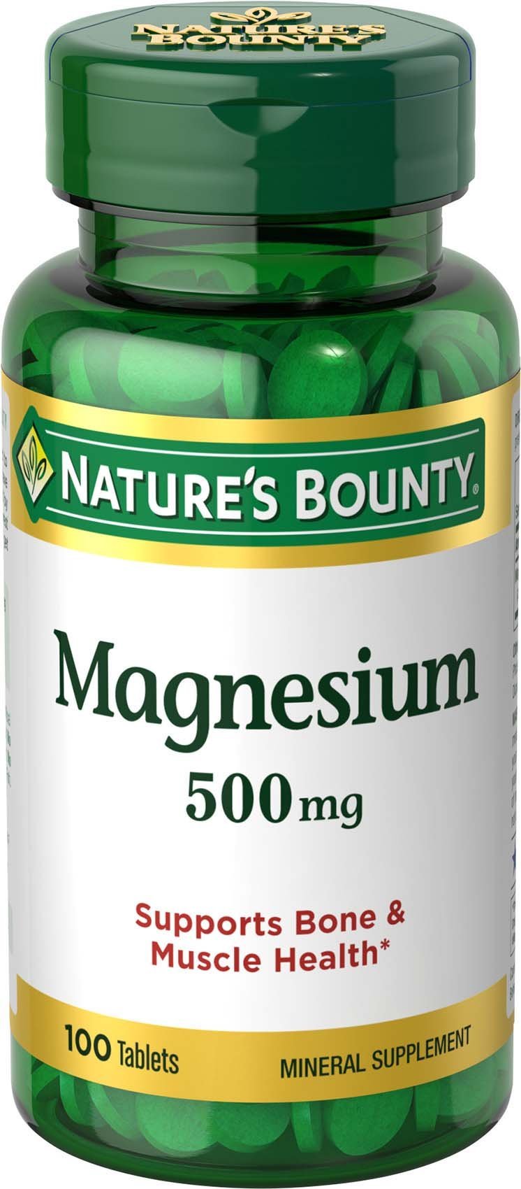 Nature's Bounty Magnesium, 500 mg Coated Tablets, Mineral Supplement, Supports Bone and Muscle Health, Gluten Free, Vegetarian, 100 Count (Pack of 3) 100 Count (Pack of 3) - BeesActive Australia