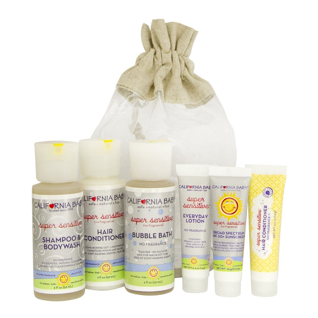 California Baby Super Sensitive Basics Tote. This sample pack is perfect for traveling with, gifting, or sampling all of our most talked about Super Sensitive essentials. - BeesActive Australia