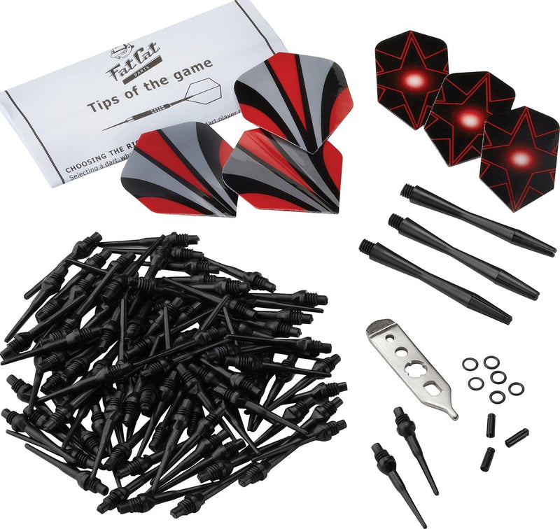 Fat Cat Dart Accessory: Soft Tip Darts Tune Up Tool Kit (Shafts, Flights, 2BA Dart Points and Mechanic Wrench) - BeesActive Australia