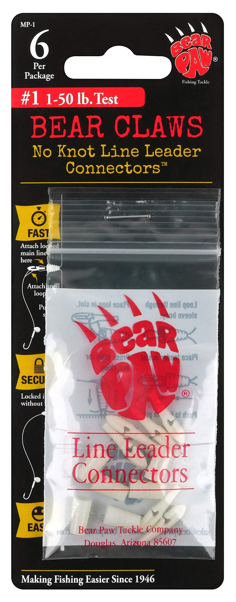 [AUSTRALIA] - Bear Paw MP1 Leader Connectors 1-50-Pound Line, 6-Pack 