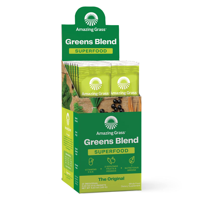 Amazing Grass Greens Blend Superfood: Super Greens Powder Smoothie Mix with Organic Spirulina, Chlorella, Beet Root Powder, Prebiotics & Probiotics, Original, 15 Servings (Packaging May Vary) 15 Servings (Pack of 1) - BeesActive Australia