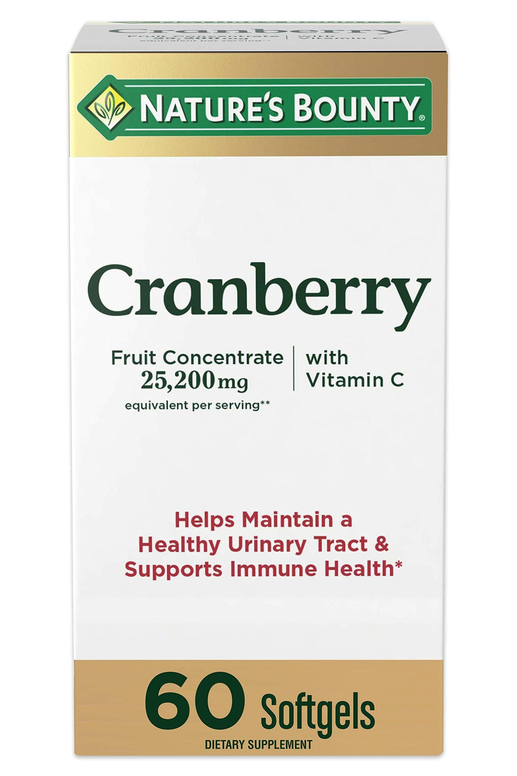 Cranberry Concentrate w/ Vitamin C by Nature's Bounty, Dietary Supplement, Supports Urinary Tract and Immune Health, 25200mg, 60 Rapid Release Softgels Cranberry with Vitamin C - BeesActive Australia