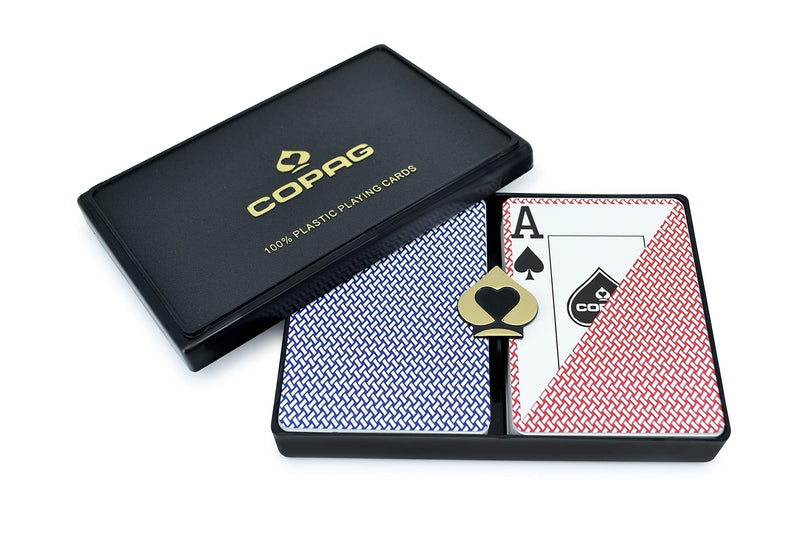 [AUSTRALIA] - Copag Export Design 100% Plastic Playing Cards, Poker Size Jumbo Index Red/Blue Double Deck Set 
