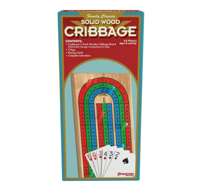 [AUSTRALIA] - Family Classics Cribbage - Solid Wood Continuous 3 Track Board with Built-In Storage Compartment for Pegs 