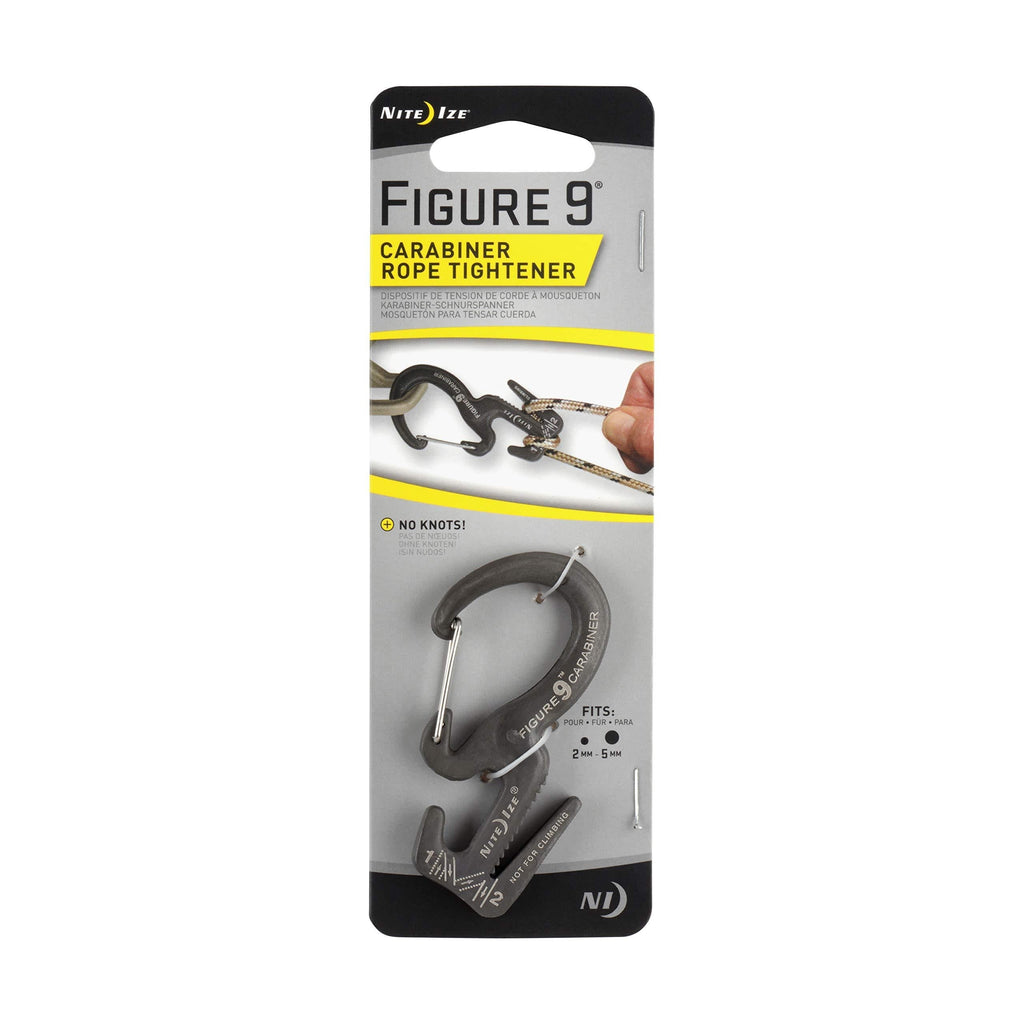 Nite Ize Figure 9 Carabiner Rope Tightener, Large Aluminum Rope Tightening Mechanism with Carabiner Clip, Fits Rope 3mm-9mm, 150LB Load Limit Small Silver Gates - BeesActive Australia