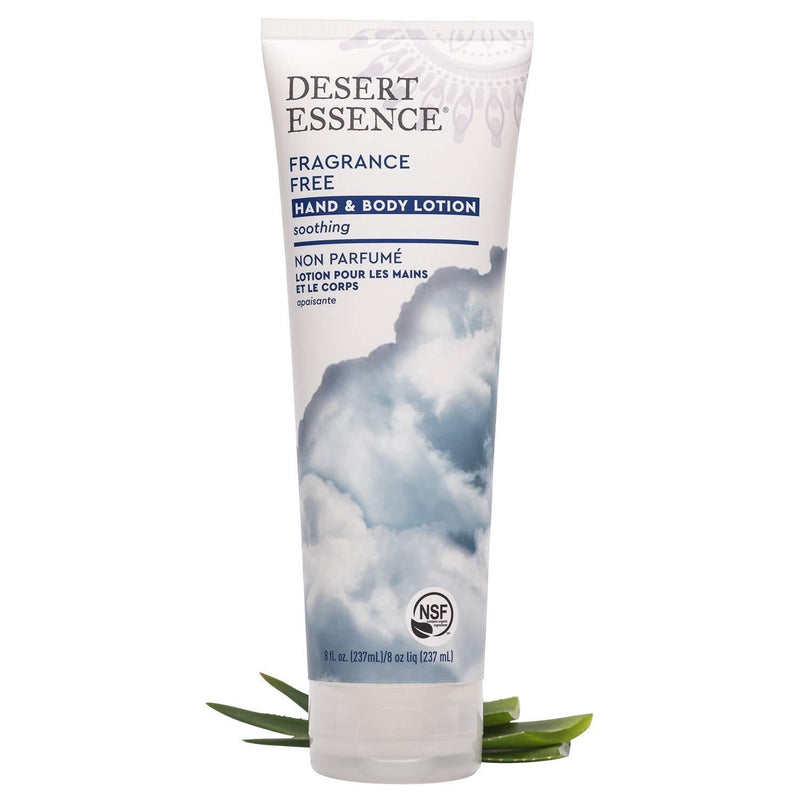 Desert Essence Fragrance Free Hand & Body Lotion - 8 Fl Ounce - Soothing - Aloe Vera - Shea Butter - Green Tea - Coconut Oil - Jojoba Oil Unscented  8 Fl Oz (Pack of 1) - BeesActive Australia