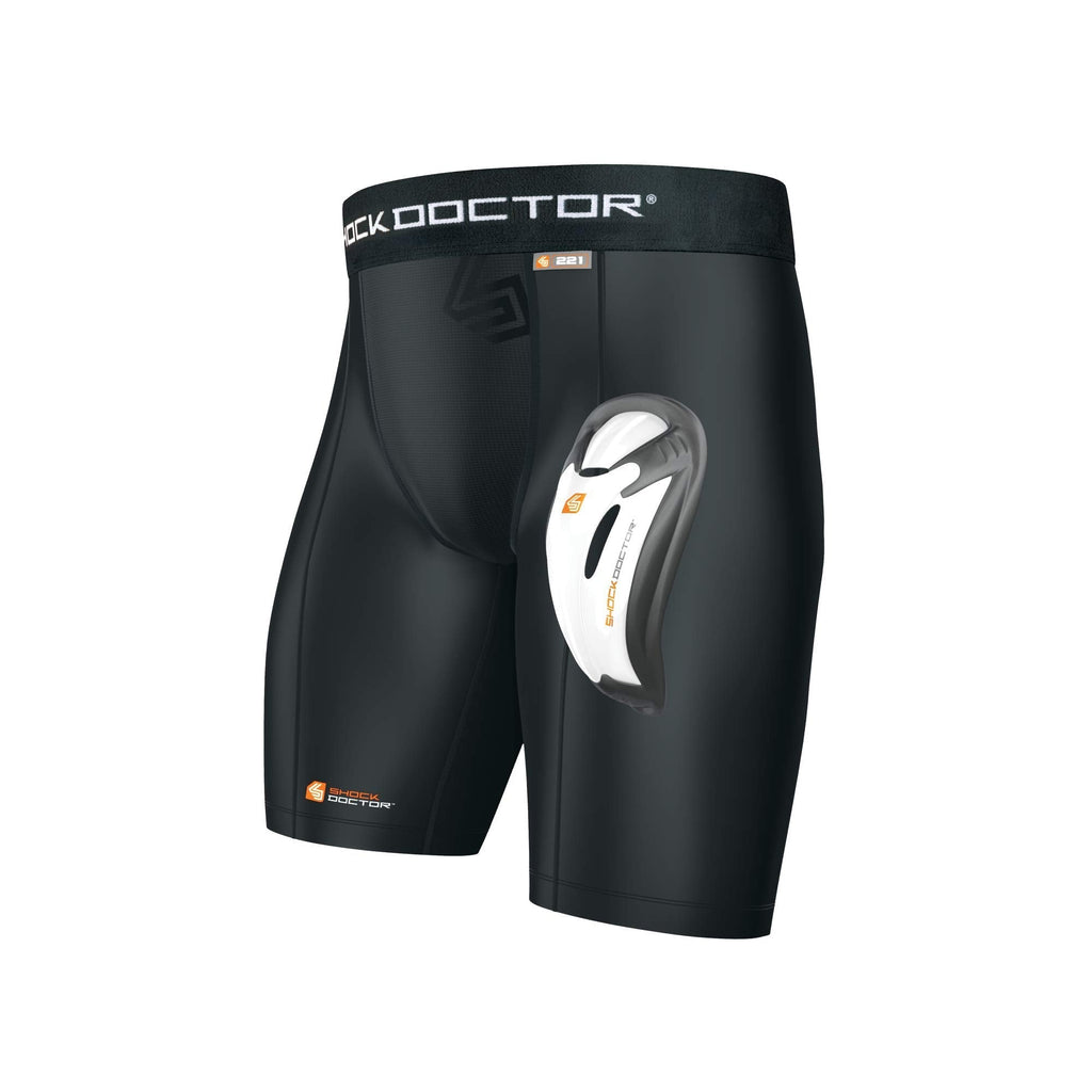 Shock Doctor Adult Compression Short with Bio-Flex Protective Cup, Baseball, Hockey, Softball, Lacrosse, Football, and Soccer Small Black - BeesActive Australia