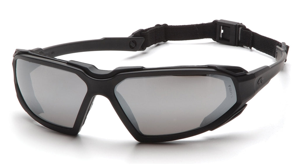 [AUSTRALIA] - Pyramex Highlander Safety Glasses Black Frame/Silver Mirror Silver Mirror Anti-fog Lens 