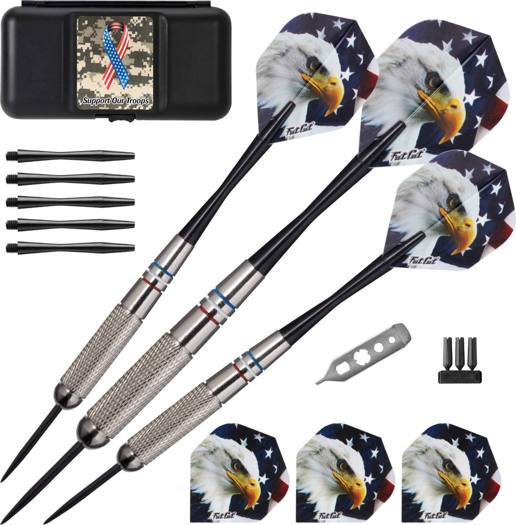 [AUSTRALIA] - Fat Cat Support Our Troops Steel Tip Darts with Storage/Travel Case, 23 Grams 