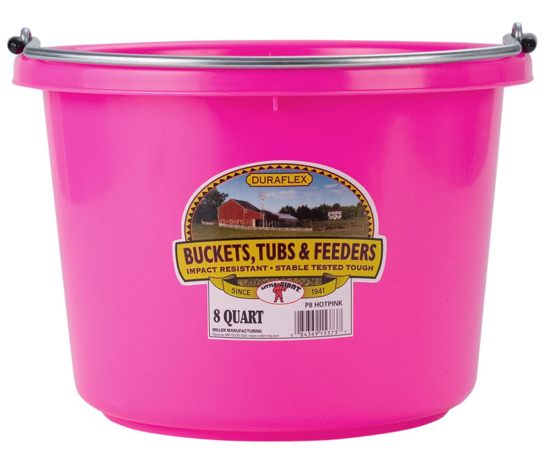 Miller Manufacturing P8HOTPINK Plastic Round Back Bucket for Horses, 8-Quart, Hot Pink - BeesActive Australia