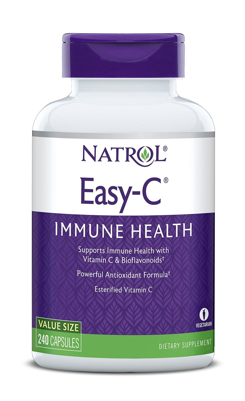 Natrol Easy-C Immune Health, Supports Immune Health with Vitamin C and Bioflavonoids, Bios Vegi Capsules, 500 mg, 240 Count 240 Count (Pack of 1) - BeesActive Australia