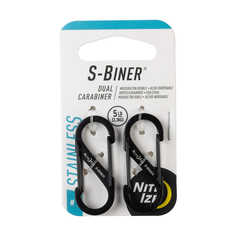 Nite Ize Size-1 S-Biner Dual Carabiner, Stainless-Steel, Black, 2-Pack - BeesActive Australia