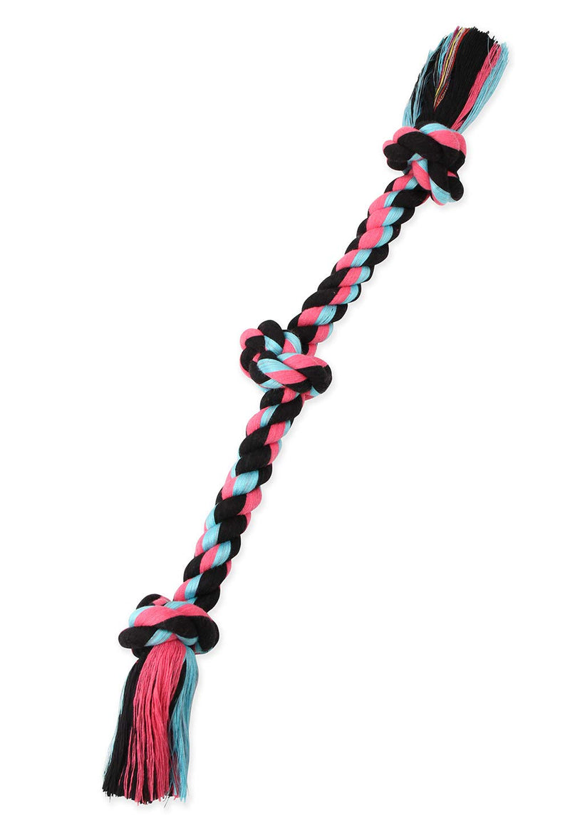 Mammoth Flossy Chews Color Rope Tug – Premium Cotton-Poly Tug Toy for Dogs – Interactive Dog Rope Toy – Tug Dog Chew Toy 3 Knot Medium 20" - BeesActive Australia