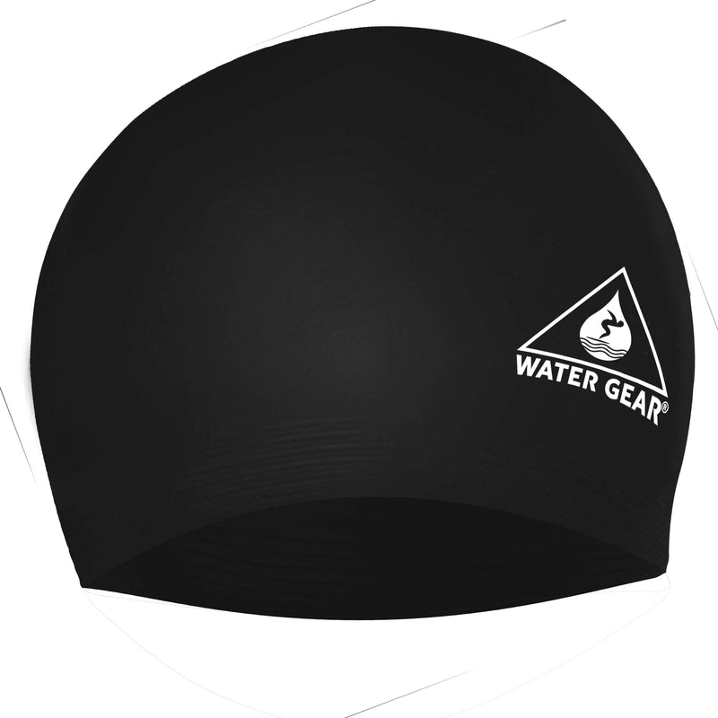 Water Gear Latex Adult Swim Cap - Durable and Flexible Unisex Non-Waterproof - Great for Short and Long Hair - Improve Your Performance - Triathlon Swimmers and Athletes BLACK - BeesActive Australia