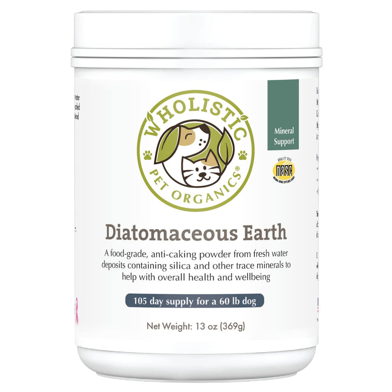 Wholistic Pet Organics Diatomaceous Earth for Dogs Organic Food Grade for Dogs Safe Non-Chemical Freshwater Silica Improves Overall Health 13 oz - BeesActive Australia