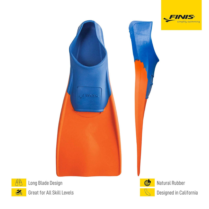 [AUSTRALIA] - FINIS Long Floating Fins XXS (Jr. 11-1) Blue/Orange 