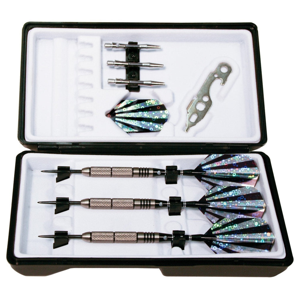 [AUSTRALIA] - DMI Sports 80% Tungsten Steel Tip Dart Set Designed for Use with Bristle Dartboards with Case and Tool 