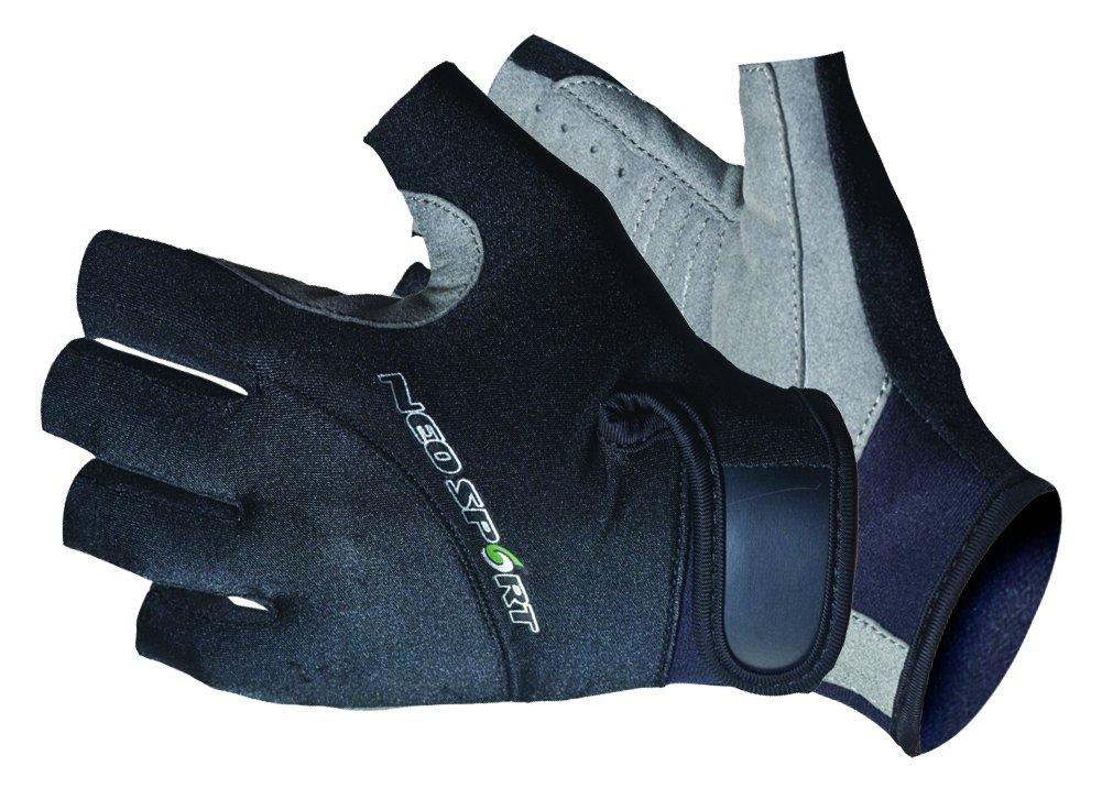 [AUSTRALIA] - NeoSport 3/4 Finger Neoprene Gloves, 1.5mm Unisex Design, Biking, Sailing, Black Large 