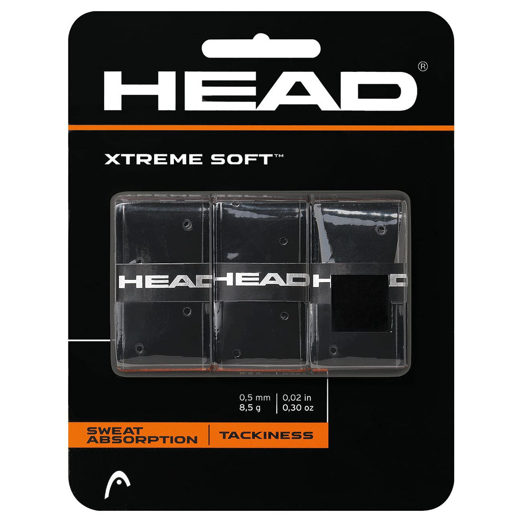 HEAD Xtreme Soft Racquet Overgrip - Tennis Racket Grip Tape - 3-Pack, Black - BeesActive Australia