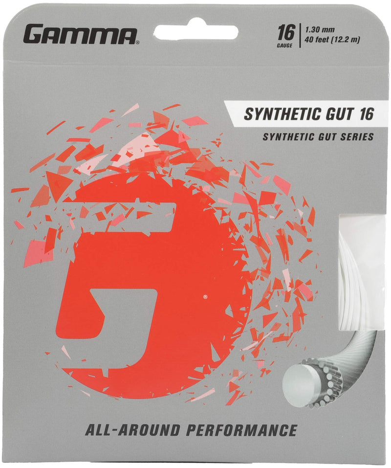 Gamma Synthetic Gut Series Tennis Racket String - Balance Of Playability And Extra Durability For All Playing Levels & Styles - 16, 17 or 18 Gauge (Black, Gold, Optic Yellow, Red, Royal Blue, White) 16 Gauge - BeesActive Australia