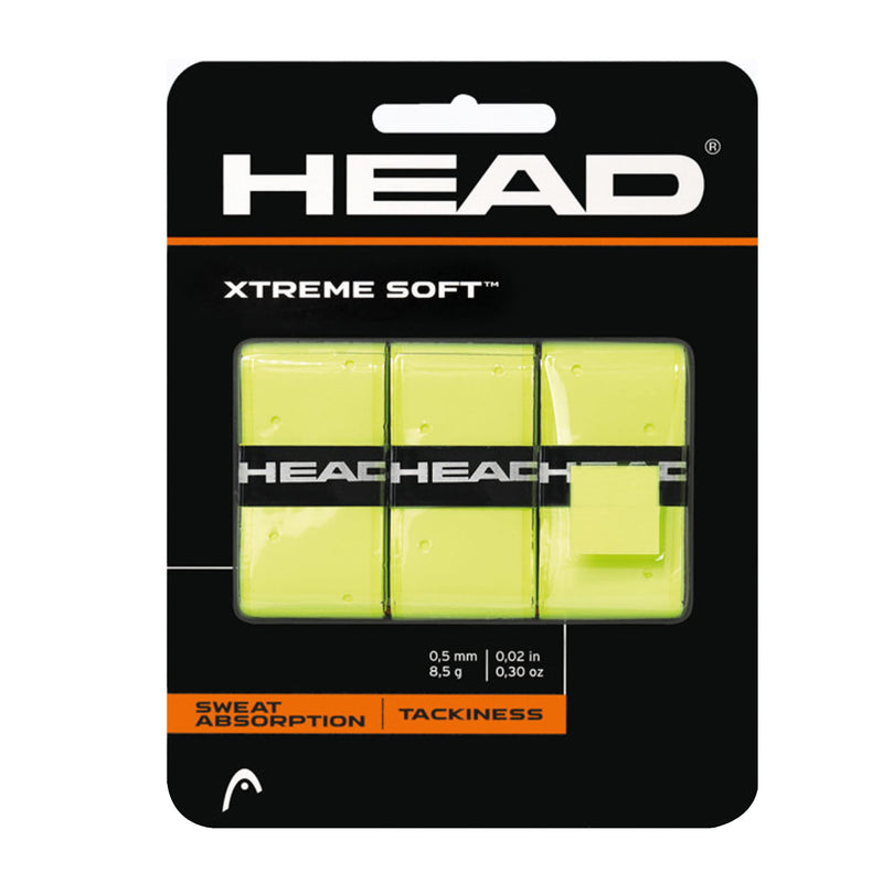 Head Xtreme Soft Racquet Overgrip - Tennis Racket Grip Tape - 3-Pack Yellow - BeesActive Australia