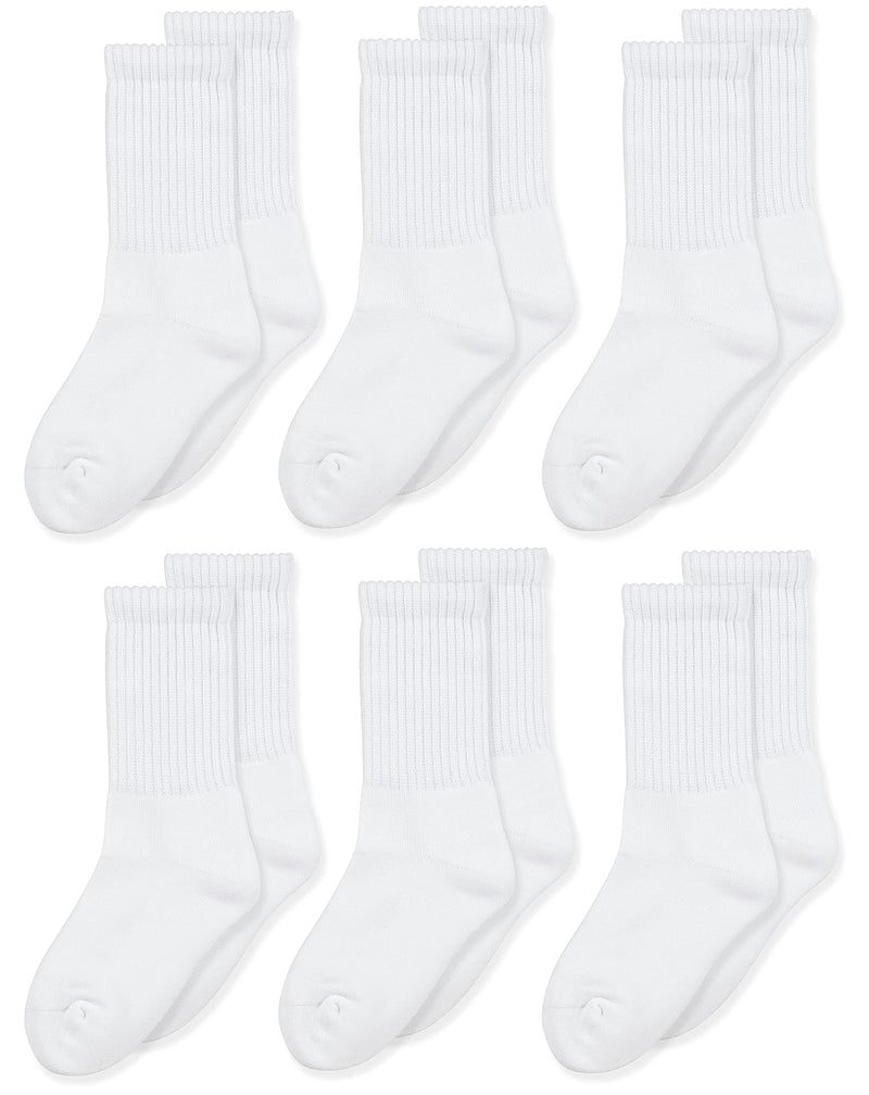 Jefferies Socks Boys Seamless Toe Athletic Crew 6-pack Large White - BeesActive Australia