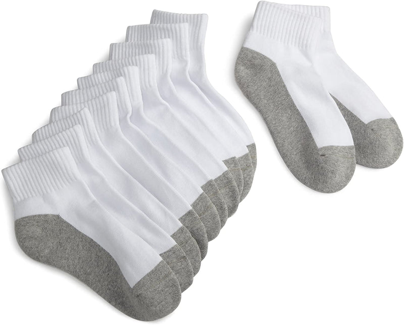 Jefferies Socks Big Boys' Seamless-Toe Quarter Athletic Socks (Pack of 6) Medium White/Grey - BeesActive Australia