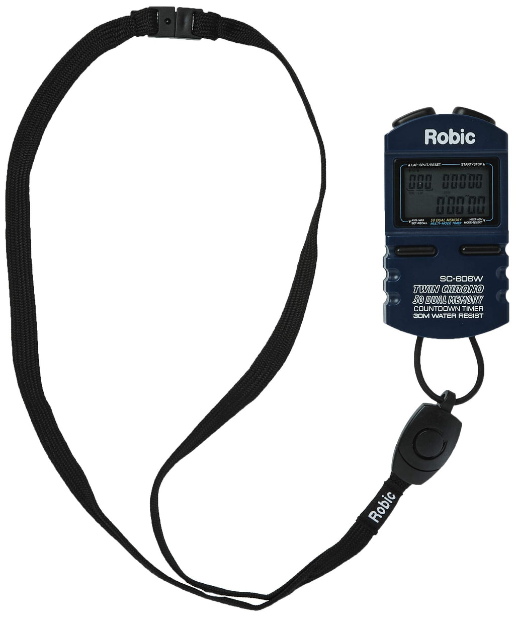 Robic Stop Watches ROBIC SC-606W 50 Memory Chrono & Countdown Blue One Size - BeesActive Australia