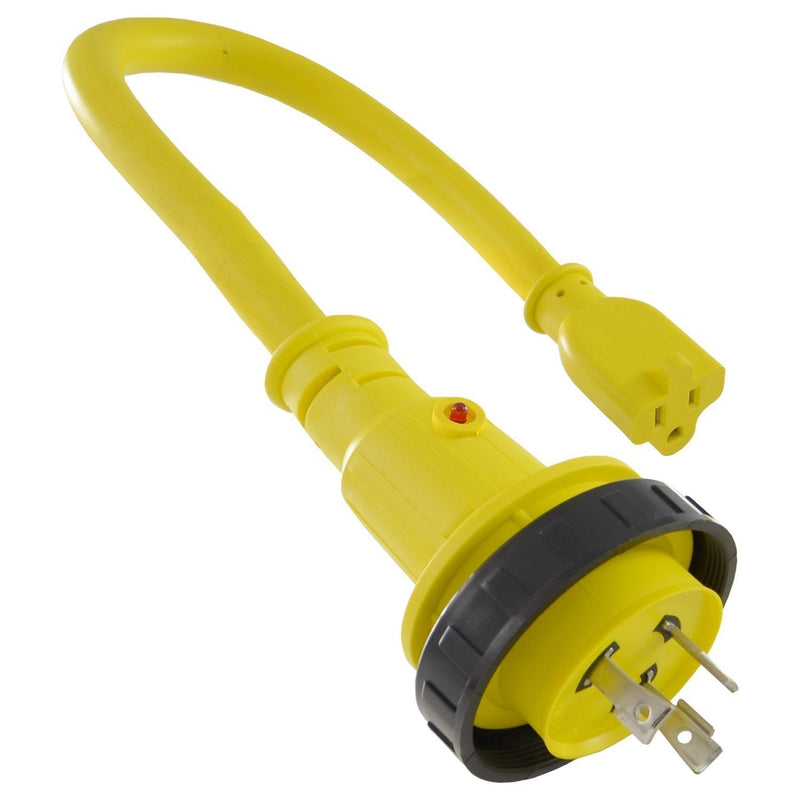 [AUSTRALIA] - Conntek Marine Shore Pigtail Adapter Cord 30 Amp Shore Male Plug to 15 Amp Connentor Led Indicator 