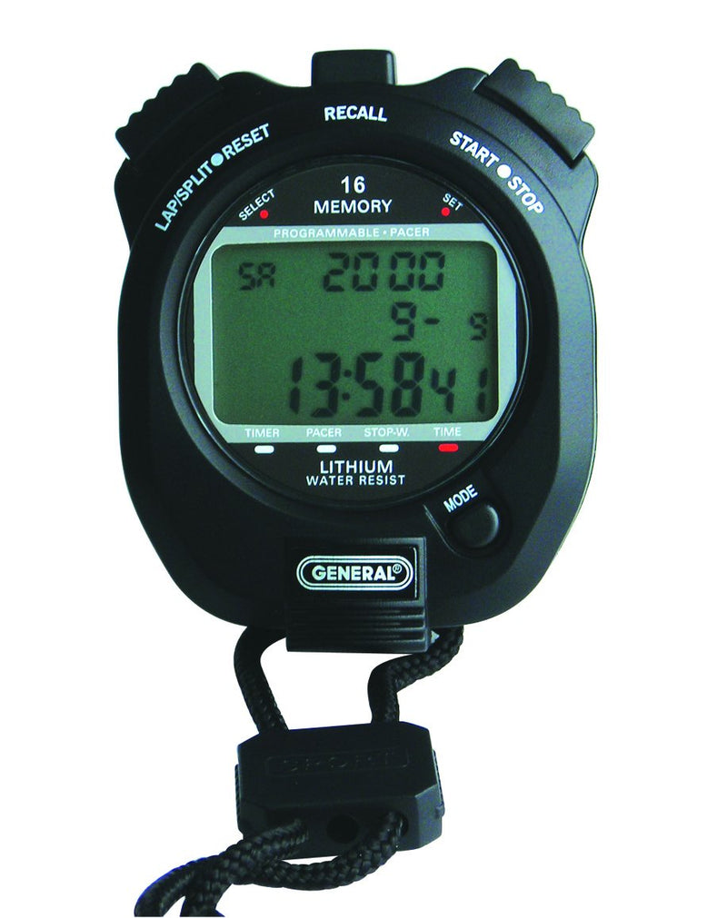 General Tools SW888L Multi-Function Black Stopwatch, 3 Line - BeesActive Australia