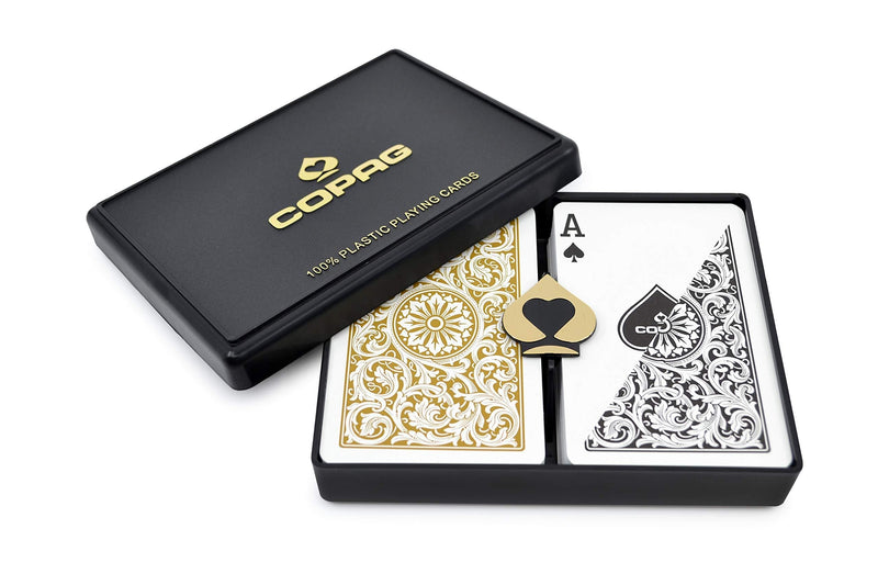 [AUSTRALIA] - Copag Bridge Size Regular Index 1546 Playing Cards (Black Gold Setup) 