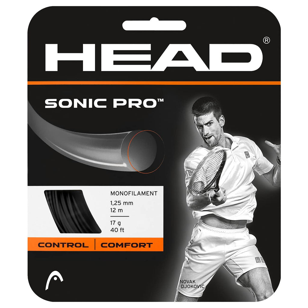 HEAD Sonic Pro Monofilament Tennis Racket String 12m Set Black 16 Gauge - BeesActive Australia