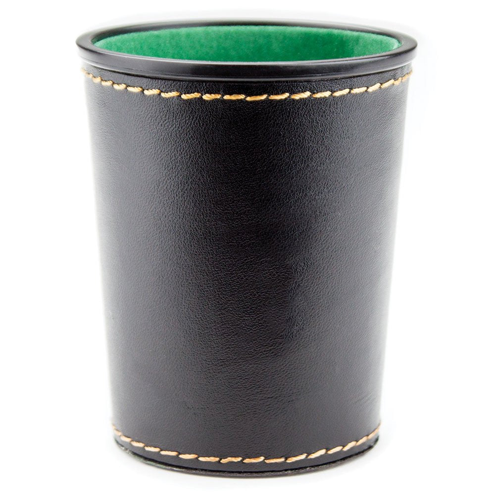 Felt-Lined Synthetic Leather Dice Cup by Brybelly Black/Green, 4" x 3" x 3" - BeesActive Australia