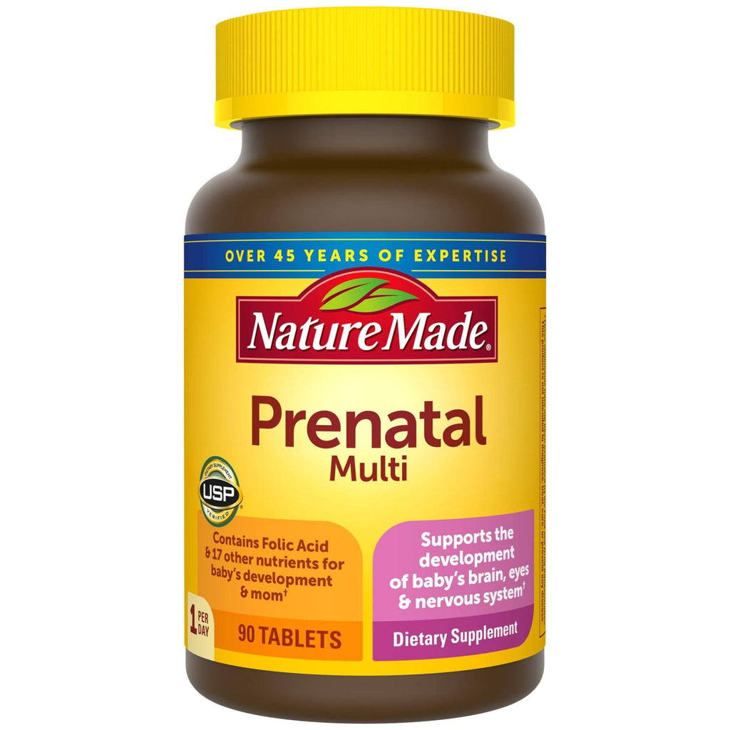 Nature Made Prenatal Multi, 90 Tablets, Folic Acid + 17 Prenatal Vitamins & Minerals to Support Baby Development and Mom, Vitamin D3, Calcium, Iron, Iodine, Vitamin C, and More (Pack of 3) 90 Count (Pack of 3) - BeesActive Australia