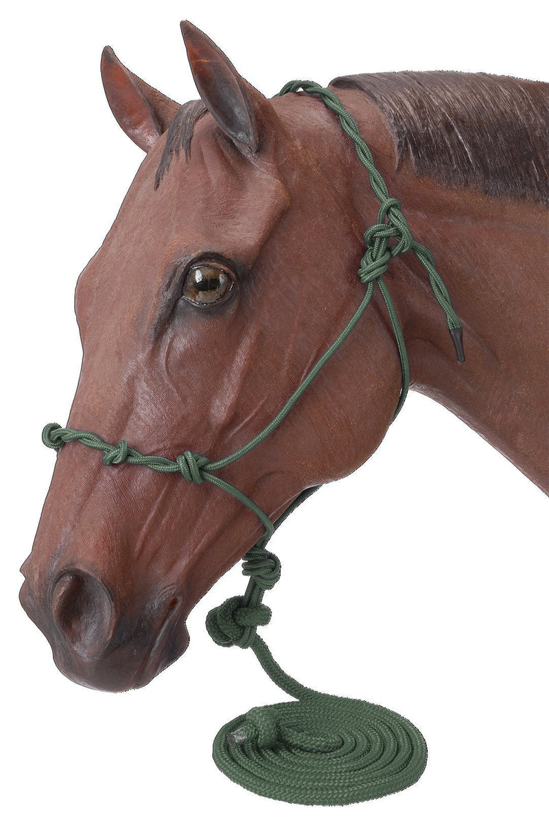[AUSTRALIA] - Tough 1 Poly Rope Halter W/Knots & 14Ft Lead Hunter Green 