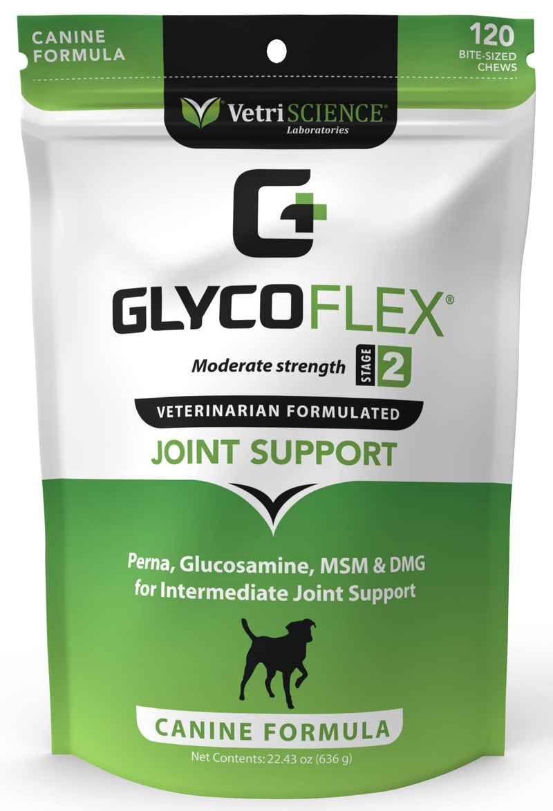 VetriScience Glycoflex 2 Hip and Joint Supplement for Working and Active Dog Breeds, Chicken, 120 Chews - Joint and Mobility Support for Competitive and Maturing Dogs - BeesActive Australia