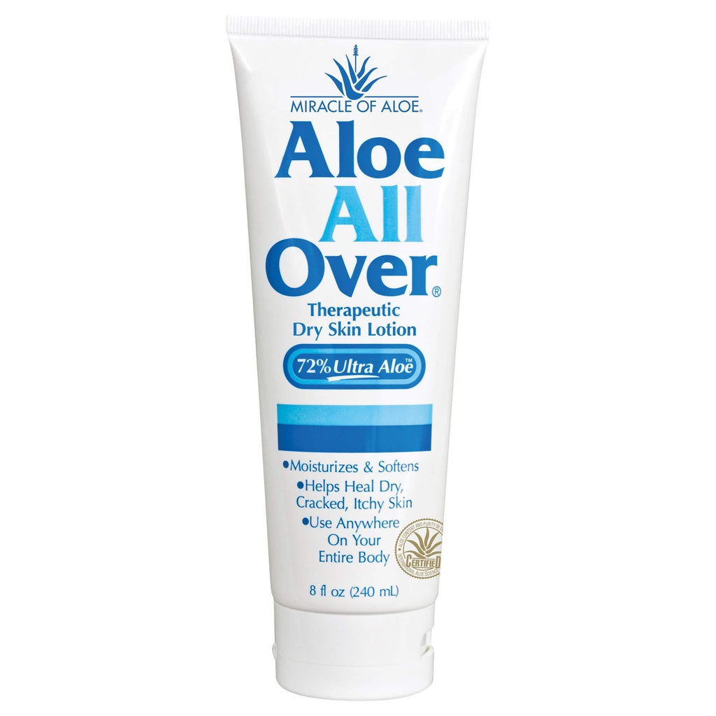 Aloe All Over Super Moisturizing Dry Skin Lotion 8 Ounce Tube with 72% UltraAloe Pure Aloe Vera Gel | Works Fast | Restores Dry Skin | Rich in Skin Nourishing Power | Ends Flaking - BeesActive Australia