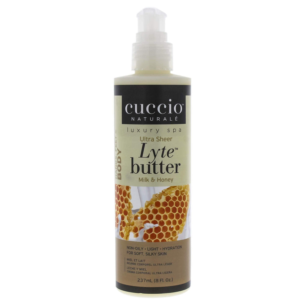 Cuccio Naturalé Lyte Milk & Honey Ultra Sheer Butter - Non-Oily Cream - Hand, Body, Feet - Soothing & Moisturizing - Paraben & Cruelty Free, w/ Natural Ingredients & Plant Based Preservatives - 8 oz 8 Ounce Honey and Soy Milk - BeesActive Australia
