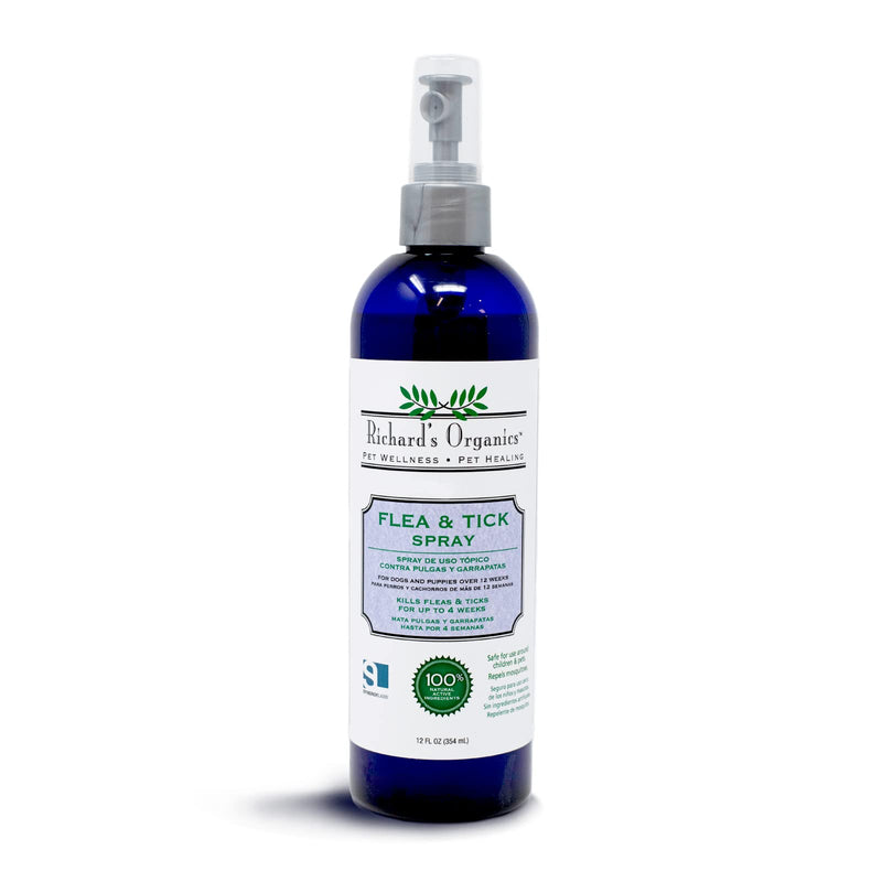 Richard’s Organics Gentle Flea and Tick Spray for Dogs –100% Natural Actives Kills Fleas, Ticks, Repels Mosquitos for Up to 4 Weeks – No Harsh Chemicals, Safe for Use Around Children (12 oz) - BeesActive Australia