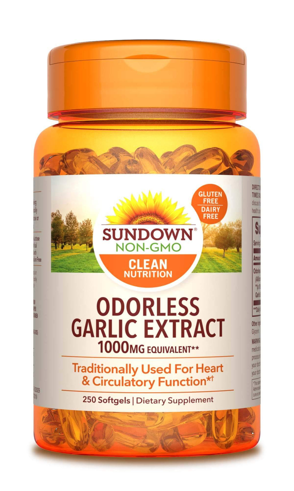 Sundown Garlic 1000 mg, 250 Odorless Softgels (Packaging May Vary) Non-GMOˆ, Free of Gluten, Dairy, Artificial Flavors - BeesActive Australia