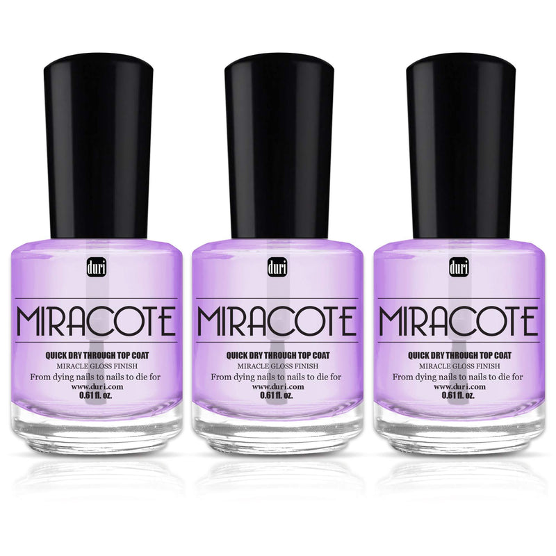 duri Miracote Quick Dry Through Top Coat for Miracle Gloss Finish Nails, None Yellowing, Low Viscosity, Protects Polish from Chipping, Pack of 3 - BeesActive Australia