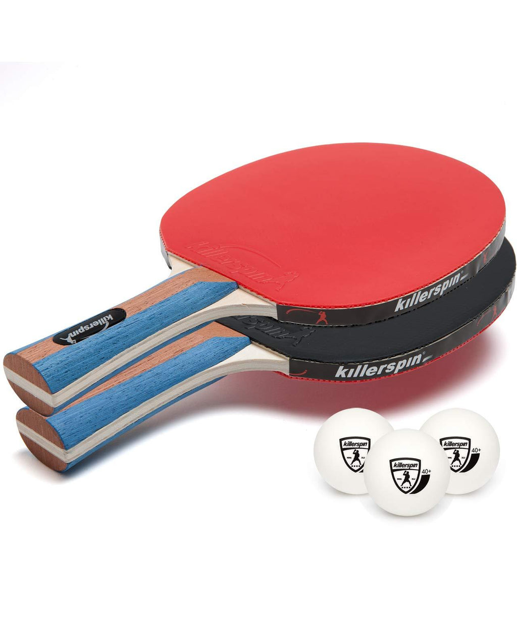 [AUSTRALIA] - Killerspin JET Set 2 Table Tennis Paddles and Ping Pong Balls, 2 Ping Pong Paddles and 3 Ping Pong Balls, Great for Beginners and Kids, Table Tennis Racket with Wood Blade, Jet Basic Rubber Grips Ping Pong Balls – Red & Black 