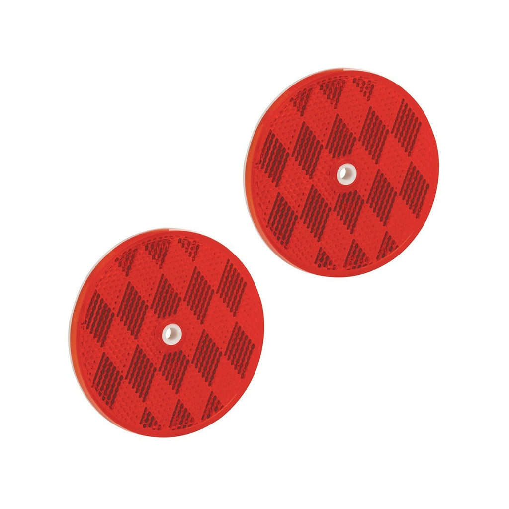 [AUSTRALIA] - Bargman 74-68-010 Class A 3-3/16" Round Red Reflector with Center Mounting Hole - 2 Pack 